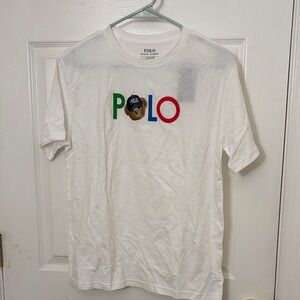 Polo Ralph Lauren White Tee with Bear boy NWT large